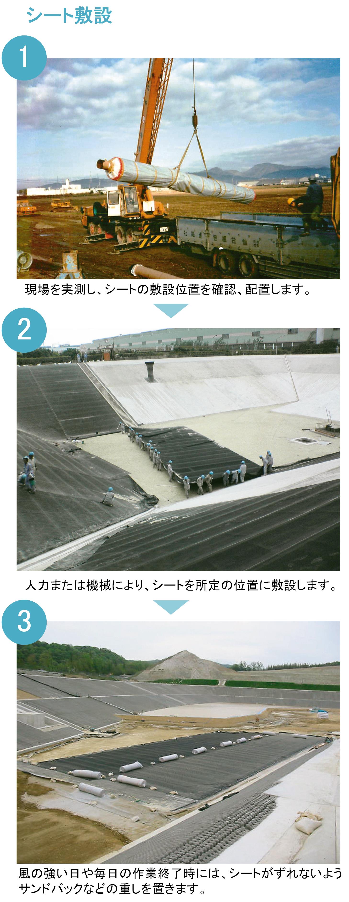 土木用遮水材：施工手順 | 三ツ星ベルト